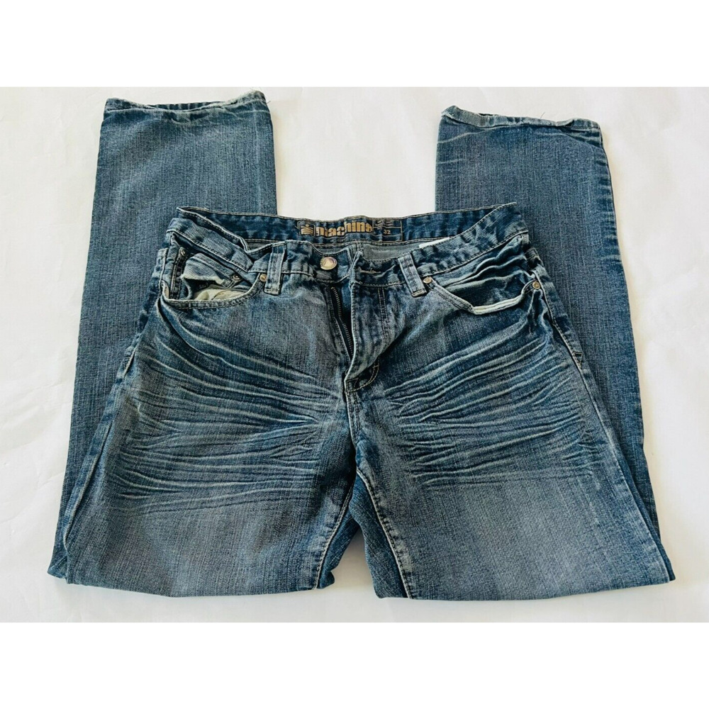 Machine Womens Straight Leg Jeans Blue Mid Rise Size 32